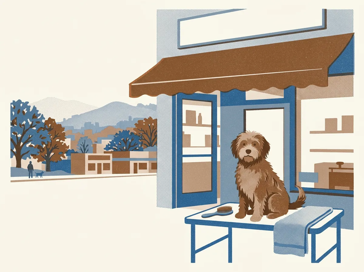 Illustration of dog groomers in Oakland