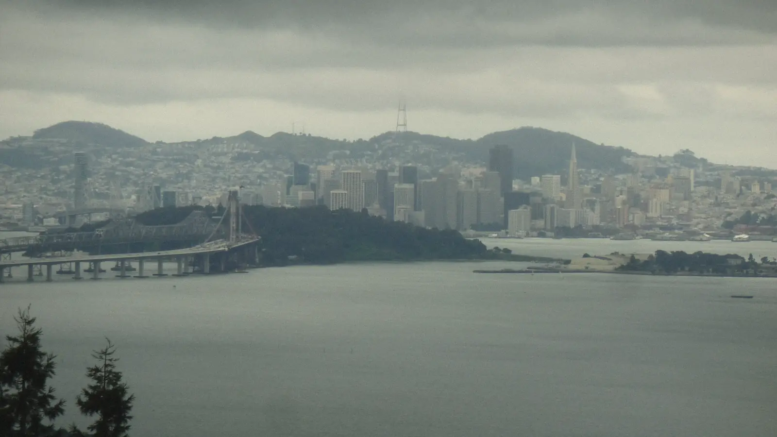 Photo of San Francisco and the Bay Bridge across the water from the Berkeley Hills